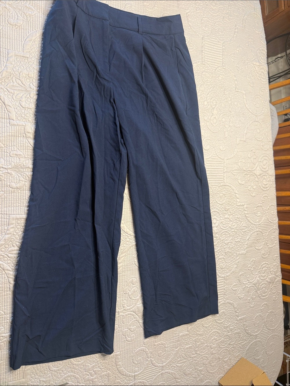 LOFT Navy Wide-Leg Trousers “The Peyton”